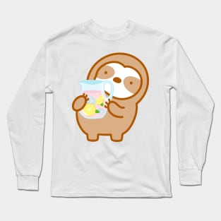 Cute Pink Lemonade Sloth Long Sleeve T-Shirt